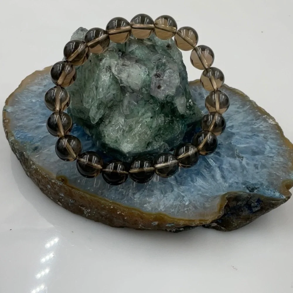Vtg 7”Stretchable Smokey Quartz Bracelet (1988) - Picture 5 of 7